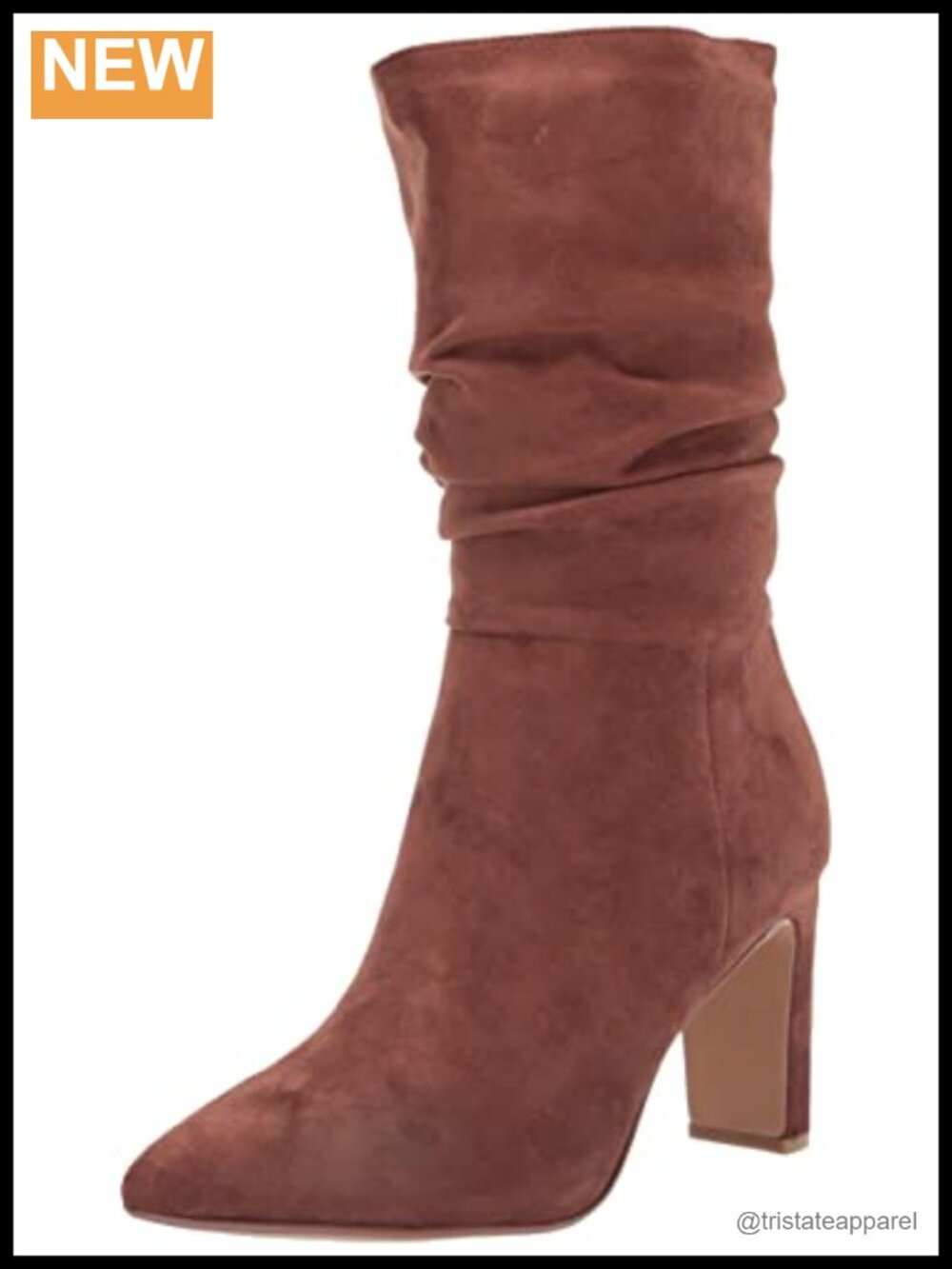 Slouch Bootie with Zip Closure, Pointed Toe, Flat Block Heel